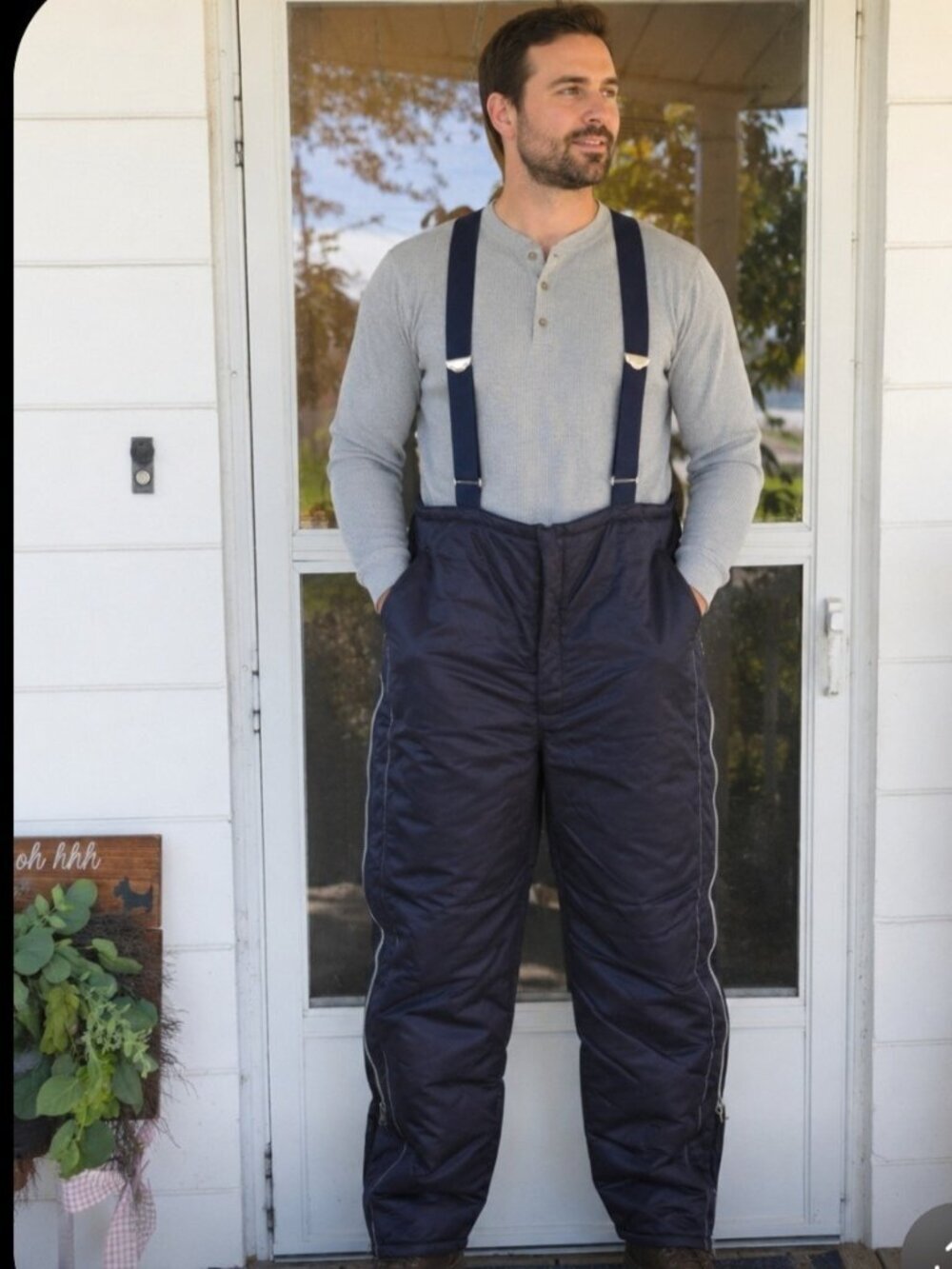 Mens Size Xl Regular Vintage Unitog Coveralls Winter Quilted Overalls Navy Blue